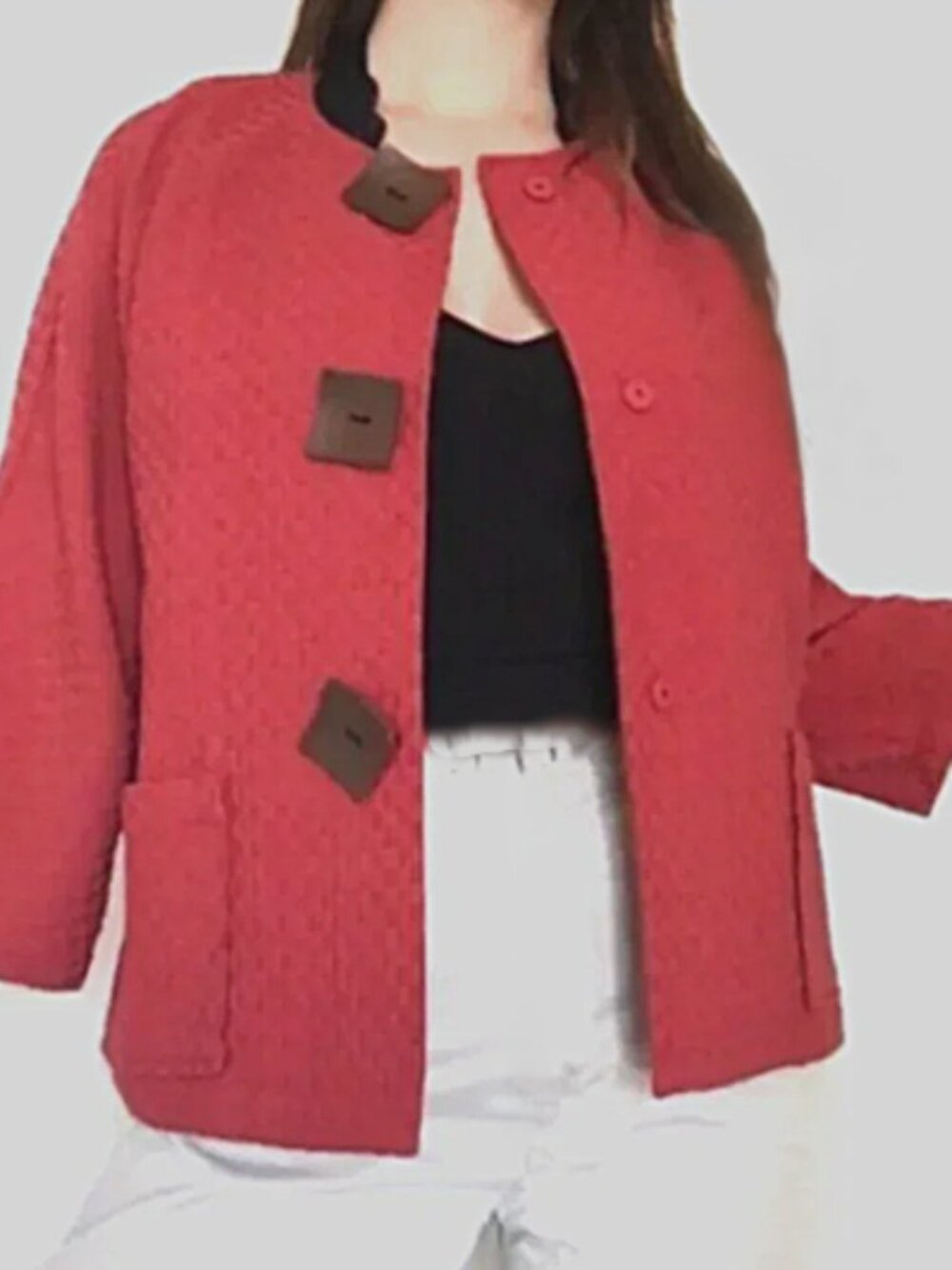 Chico's Dark Salmon Textured Snap Jacket size 2